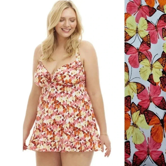 {Always for Me} Plus Size Flutter Two Piece Swimdress - Ladies' Bathing … - Picture 1 of 17